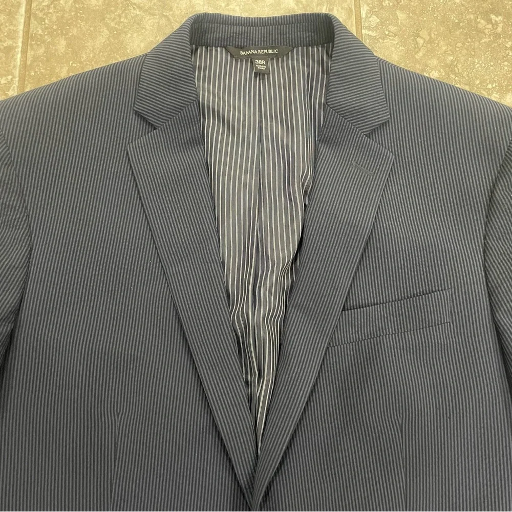 Banana Republic Blazer Mens 38 Regular Slim Fit Marzotto Wool Silk Jacket Stripe